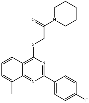 Piperidine, 1-[[[2-(4-fluorophenyl)-8-methyl-4-quinazolinyl]thio]acetyl]- (9CI) 구조식 이미지