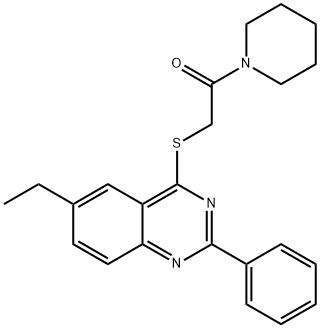 Piperidine, 1-[[(6-ethyl-2-phenyl-4-quinazolinyl)thio]acetyl]- (9CI) 구조식 이미지