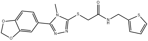 Acetamide, 2-[[5-(1,3-benzodioxol-5-yl)-4-methyl-4H-1,2,4-triazol-3-yl]thio]-N-(2-thienylmethyl)- (9CI) 구조식 이미지