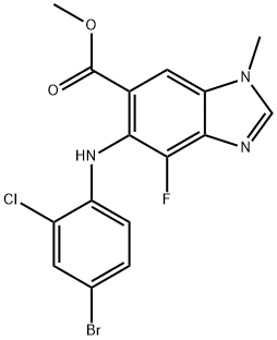 Methyl 5-(4-broMo-2-chlorophenylaMino)-4-fluoro-1-Methyl-1H-benzo[d]iMidazole-6-carboxylate 구조식 이미지
