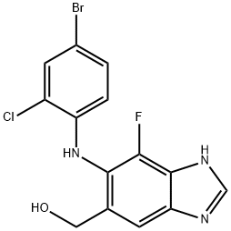 (6-(4-broMo-2-chlorophenylaMino)-7-fluoro-1H-benzo[d]iMidazol-5-yl)Methanol 구조식 이미지