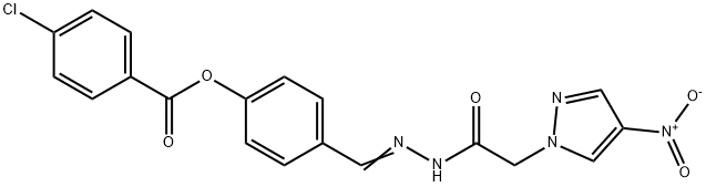 1H-Pyrazole-1-aceticacid,4-nitro-,[[4-[(4-chlorobenzoyl)oxy]phenyl]methylene]hydrazide(9CI) 구조식 이미지