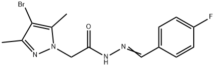 1H-Pyrazole-1-aceticacid,4-bromo-3,5-dimethyl-,[(4-fluorophenyl)methylene]hydrazide(9CI) 구조식 이미지