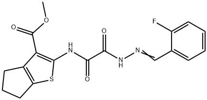 4H-Cyclopenta[b]thiophene-3-carboxylicacid,2-[[[[(2-fluorophenyl)methylene]hydrazino]oxoacetyl]amino]-5,6-dihydro-,methylester(9CI) 구조식 이미지