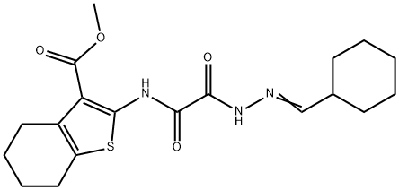 Benzo[b]thiophene-3-carboxylic acid, 2-[[[(cyclohexylmethylene)hydrazino]oxoacetyl]amino]-4,5,6,7-tetrahydro-, methyl ester (9CI) 구조식 이미지