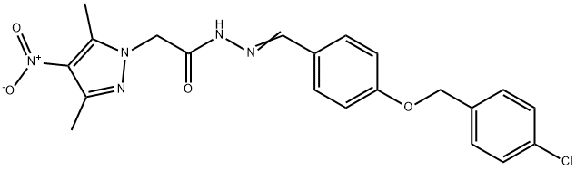 1H-Pyrazole-1-aceticacid,3,5-dimethyl-4-nitro-,[[4-[(4-chlorophenyl)methoxy]phenyl]methylene]hydrazide(9CI) 구조식 이미지