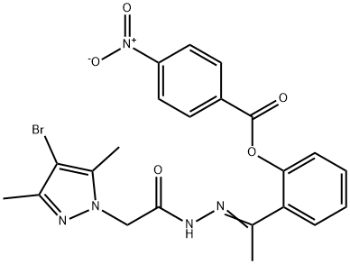 1H-Pyrazole-1-aceticacid,4-bromo-3,5-dimethyl-,[1-[2-[(4-nitrobenzoyl)oxy]phenyl]ethylidene]hydrazide(9CI) Structure