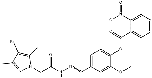 1H-Pyrazole-1-aceticacid,4-bromo-3,5-dimethyl-,[[3-methoxy-4-[(2-nitrobenzoyl)oxy]phenyl]methylene]hydrazide(9CI) 구조식 이미지