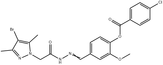 1H-Pyrazole-1-aceticacid,4-bromo-3,5-dimethyl-,[[4-[(4-chlorobenzoyl)oxy]-3-methoxyphenyl]methylene]hydrazide(9CI) Structure