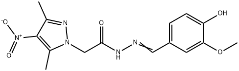 1H-Pyrazole-1-aceticacid,3,5-dimethyl-4-nitro-,[(4-hydroxy-3-methoxyphenyl)methylene]hydrazide(9CI) Structure