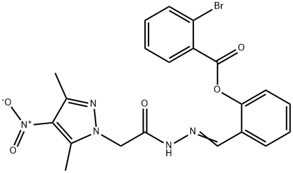 1H-Pyrazole-1-aceticacid,3,5-dimethyl-4-nitro-,[[2-[(2-bromobenzoyl)oxy]phenyl]methylene]hydrazide(9CI) Structure