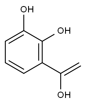 1,2-Benzenediol, 3-(1-hydroxyethenyl)- (9CI) 구조식 이미지