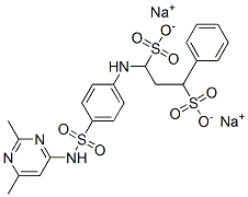 disodium 1-[[4-[[(2,6-dimethyl-4-pyrimidinyl)amino]sulphonyl]phenyl]amino]-3-phenylpropane-1,3-disulphonate Structure