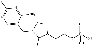 3-[(4-Amino-2-methyl-5-pyrimidinyl)methyl]-4-methyl-5-thiazolidineethanol dihydrogen phosphate 구조식 이미지