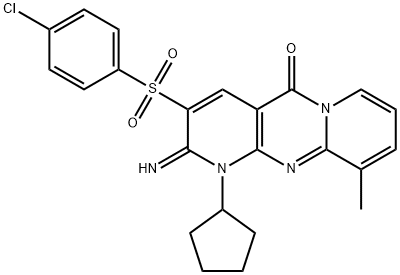 3-[(4-chlorophenyl)sulfonyl]-1-cyclopentyl-2-imino-10-methyl-1,2-dihydro-5H-dipyrido[1,2-a:2,3-d]pyrimidin-5-one Structure