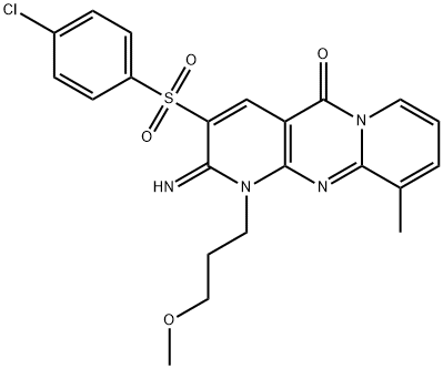 3-[(4-chlorophenyl)sulfonyl]-2-imino-1-(3-methoxypropyl)-10-methyl-1,2-dihydro-5H-dipyrido[1,2-a:2,3-d]pyrimidin-5-one 구조식 이미지