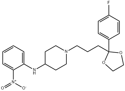 1-[3-[2-(4-fluorophenyl)-1,3-dioxolan-2-yl]propyl]-N-(2-nitrophenyl)piperidin-4-amine  구조식 이미지