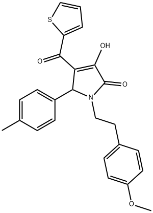 3-hydroxy-1-[2-(4-methoxyphenyl)ethyl]-5-(4-methylphenyl)-4-(2-thienylcarbonyl)-1,5-dihydro-2H-pyrrol-2-one 구조식 이미지