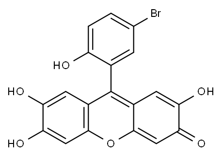 2,6,7-Trihydroxy-9-(2-hydroxy-5-bromophenyl)-3H-xanthene-3-one 구조식 이미지