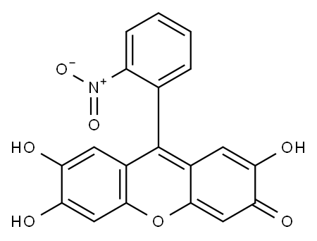 2,6,7-Trihydroxy-9-(2-nitrophenyl)-3H-xanthen-3-one 구조식 이미지
