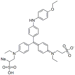 N-Ethyl-N-[4-[[4-[N-ethyl-N-(2-sodiosulfoethyl)amino]phenyl][4-[(4-ethoxyphenyl)amino]phenyl]methylene]-2,5-cyclohexadien-1-ylidene]-2-sulfonatoethanaminium Structure