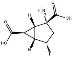 Bicyclo[3.1.0]hexane-2,6-dicarboxylic acid, 2-amino-4-fluoro-, (1S,2R,4S,5S,6S)- (9CI) 구조식 이미지