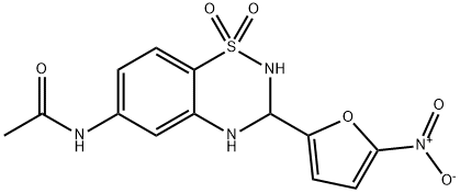 N-[3,4-dihydro-3-(5-nitrofuryl)-2H-1,2,4-benzothiadiazin-6-yl]acetamide S,S-dioxide 구조식 이미지