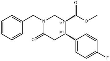 cis 1-Benzyl-4-(4-fluorophenyl)-6-oxopiperidine-3-carboxylic Acid Methyl Ester Structure