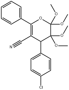 4-(4-chlorophenyl)-5,5,6,6-tetramethoxy-2-phenyl-4H-pyran-3-carbonitri le Structure