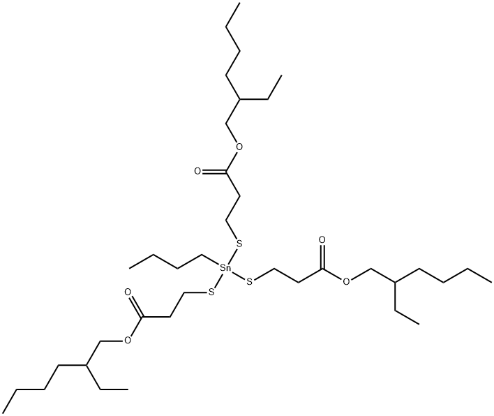 2-ethylhexyl 5-butyl-12-ethyl-5-[[3-[(2-ethylhexyl)oxy]-3-oxopropyl]thio]-9-oxo-10-oxa-4,6-dithia-5-stannahexadecanoate 구조식 이미지