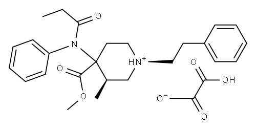 cis-(-)-4-(methoxycarbonyl)-3-methyl-1-phenethyl-4-(N-phenylpropionylamino)piperidinium hydrogen oxalate 구조식 이미지