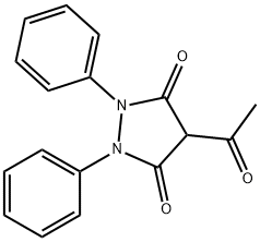 4-아세틸-1,2-디페닐-3,5-피라졸리딘디온 구조식 이미지