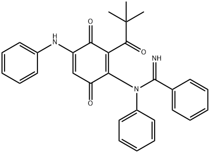 N-[2-(2,2-Dimethyl-1-oxopropyl)-3,6-dioxo-4-(phenylamino)-1,4-cyclohexadien-1-yl]-N-phenylbenzamidine Structure