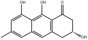 (R)-6-Methyl-3,4-dihydro-3,8,9-trihydroxyanthracen-1(2H)-one Structure