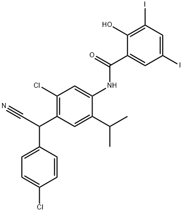 N-[5-chloro-4-[(4-chlorophenyl)cyanomethyl]-2-(isopropyl)phenyl]-2-hydroxy-3,5-diiodobenzamide Structure