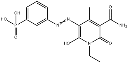 [3-[[5-(aminocarbonyl)-1-ethyl-1,6-dihydro-2-hydroxy-4-methyl-6-oxopyridin-3-yl]azo]phenyl]phosphonic acid 구조식 이미지