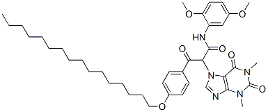 N-(2,5-dimethoxyphenyl)-alpha-[4-(hexadecyloxy)benzoyl]-1,2,3,6-tetrahydro-1,3-dimethyl-2,6-dioxo-7H-purine-7-acetamide 구조식 이미지