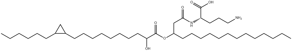 5-amino-2-[3-[10-(2-hexylcyclopropyl)-2-hydroxy-decanoyl]oxyhexadecanoylamino]pentanoic acid 구조식 이미지