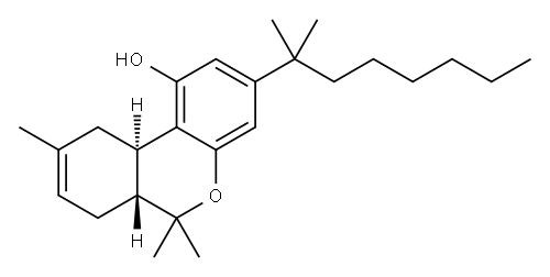(6aR,10aR)-3-(1,1-Dimethylheptyl)-6,6,9-trimethyl-6a,7,10,10a-tetrahydro-6H-dibenzo[b,d]pyran-1-ol 구조식 이미지