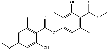 2-Hydroxy-4-[(2-hydroxy-4-methoxy-6-methylbenzoyl)oxy]-3,6-dimethylbenzoic acid methyl ester 구조식 이미지