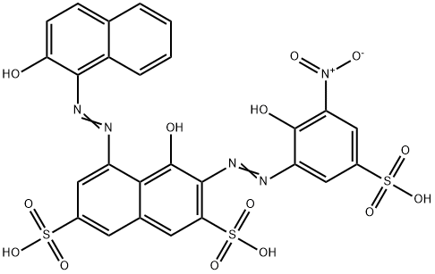 4-hydroxy-5-[(2-hydroxynaphthyl)azo]-3-[(2-hydroxy-3-nitro-5-sulphophenyl)azo]naphthalene-2,7-disulphonic acid Structure