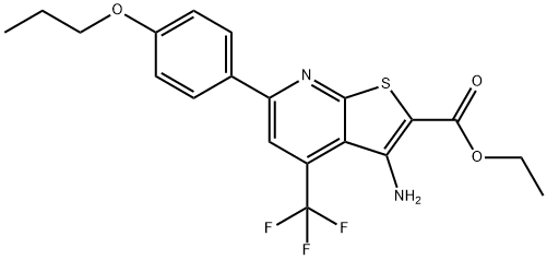 ethyl 3-amino-6-(4-propoxyphenyl)-4-(trifluoromethyl)thieno[2,3-b]pyridine-2-carboxylate 구조식 이미지