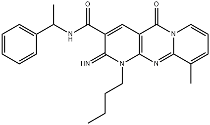 1-butyl-2-imino-10-methyl-5-oxo-N-(1-phenylethyl)-1,5-dihydro-2H-dipyrido[1,2-a:2,3-d]pyrimidine-3-carboxamide Structure