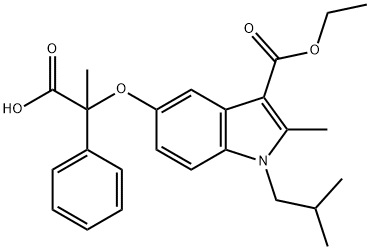 3-ethyl 5-(1-carboxy-1-phenylethoxy)-1-isobutyl-2-methyl-1H-indole-3-carboxylate Structure