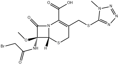 (7S)-7-(Bromoacetylamino)-7-methoxy-3-[[(1-methyl-1H-tetrazole-5-yl)thio]methyl]cepham-3-ene-4-carboxylic acid 구조식 이미지