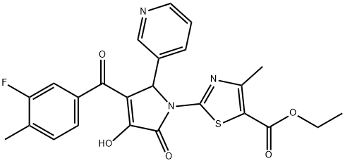 ethyl 2-[3-(3-fluoro-4-methylbenzoyl)-4-hydroxy-5-oxo-2-(3-pyridinyl)-2,5-dihydro-1H-pyrrol-1-yl]-4-methyl-1,3-thiazole-5-carboxylate 구조식 이미지