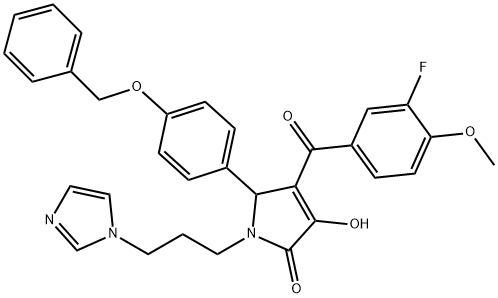 5-[4-(benzyloxy)phenyl]-4-(3-fluoro-4-methoxybenzoyl)-3-hydroxy-1-[3-(1H-imidazol-1-yl)propyl]-1,5-dihydro-2H-pyrrol-2-one Structure
