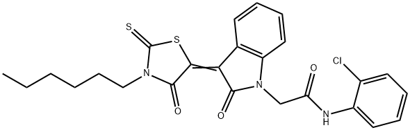 N-(2-CHLOROPHENYL)-2-[(3Z)-3-(3-HEXYL-4-OXO-2-THIOXO-1,3-THIAZOLIDIN-5-YLIDENE)-2-OXO-2,3-DIHYDRO-1H-INDOL-1-YL]ACETAMIDE Structure