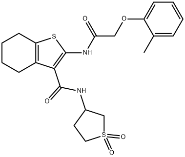 N-(1,1-dioxidotetrahydro-3-thienyl)-2-{[(2-methylphenoxy)acetyl]amino}-4,5,6,7-tetrahydro-1-benzothiophene-3-carboxamide 구조식 이미지