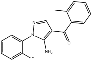 (5-AMINO-1-(2-FLUOROPHENYL)-1H-PYRAZOL-4-YL)(O-TOLYL)METHANONE 구조식 이미지